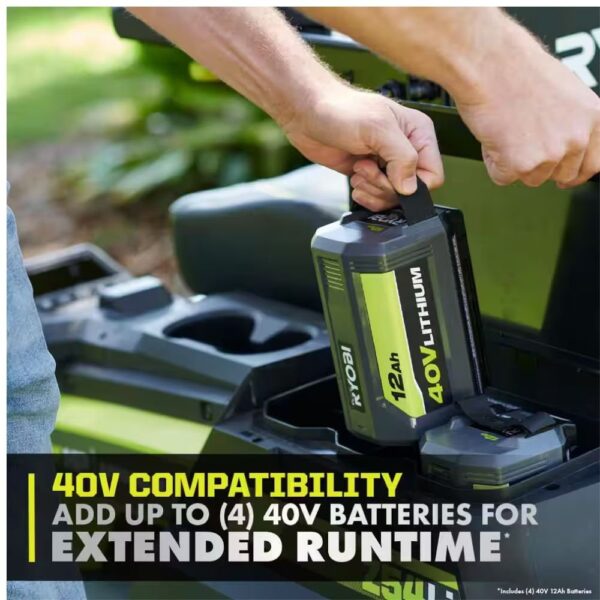 RYOBI 54 in. 80-Volt HP Brushless Battery Electric Cordless Zero Turn Mower, Blower, Backpack Battery – Batteries and Chargers