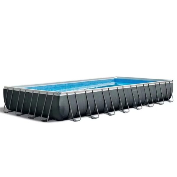 Intex 26367EH + 28005E 24-ft x 12-ft x 52-in Steel Wall Panels Rectangle Above-Ground Pool with Filter Pump,Ground Cloth,Pool Cover and Ladder