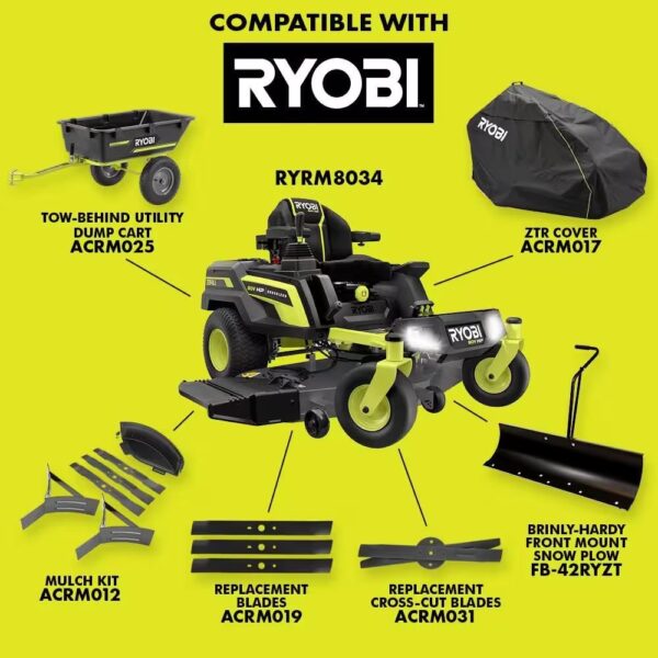 RYOBI 80V HP Brushless 54 in. Battery Electric Cordless Zero Turn Riding Mower (3) 80V Batteries (4) 40V Batteries and Charger