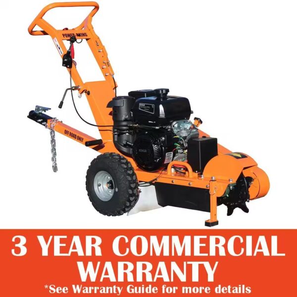 Power King 11 in. 14 HP Commercial Kohler Gas Powered Stump Grinder with Extra Set of Teeth, Tow Bar, Electric Start and Hour Meter