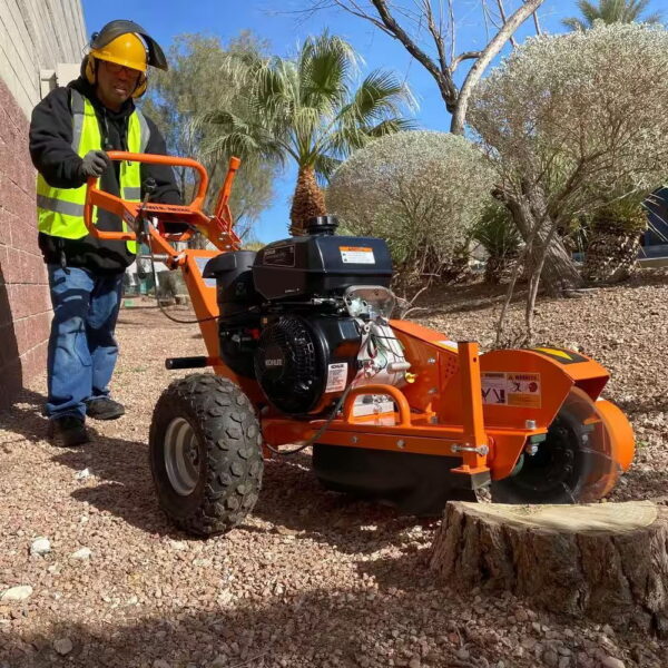 Power King 11 in. 14 HP Commercial Kohler Gas Powered Stump Grinder with Extra Set of Teeth and Precision Control Brake