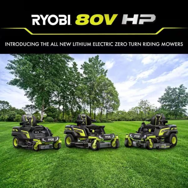 RYOBI 30 in. 80-Volt HP Brushless Battery Electric Cordless Zero Turn Mower, Blower, Backpack Battery – Batteries and Chargers