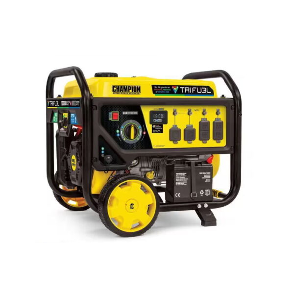 Champion Power Equipment 10,000/8,000-Watt Electric Start Gasoline Propane and Natural Gas Tri-Fuel Portable Generator, CO Shield, NG/LPG Hoses