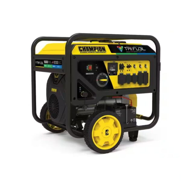 Champion Power Equipment 15,000/12,000-Watt Electric Start Gasoline Propane and Natural Gas Tri-Fuel Portable Generator, CO Shield, NG/LPG Hoses