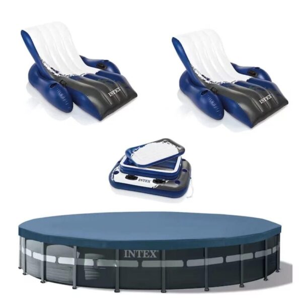 Intex 26-ft x 26-ft x 52-in Metal Frame Round Above-Ground Pool with Filter Pump,Ground Cloth,Pool Cover and Ladder