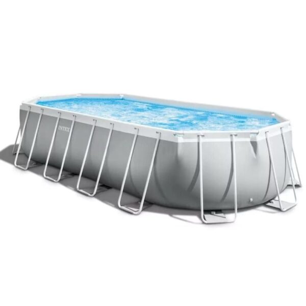 Intex 20-ft x 10-ft x 48-in Metal Frame Rectangle Above-Ground Pool with Filter Pump,Ground Cloth,Pool Cover and Ladder