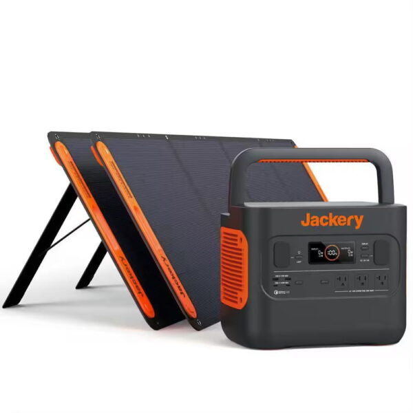 Jackery 2200-Watt Push Button Start Output Solar Generator 2000 Pro w/2-Pieces 200-Watt Solar Panels for Outdoors and Emergency