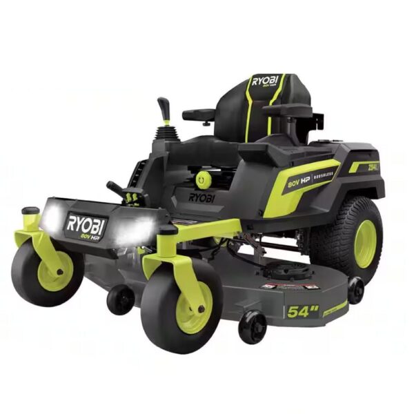 RYOBI 80V HP Brushless 54 in. Battery Electric Cordless Zero Turn Riding Mower (3) 80V Batteries (4) 40V Batteries and Charger