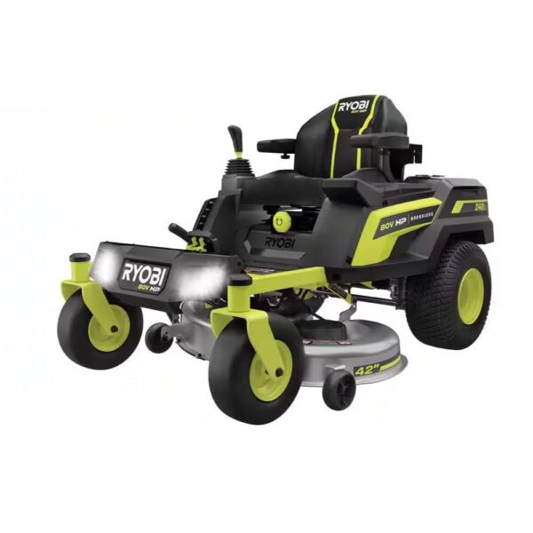 RYOBI 80V HP Brushless 42 in. Battery Electric Cordless Zero Turn Riding Mower (2) 80V Batteries (2) 40V Batteries and Charger