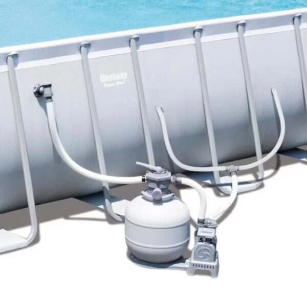 Bestway 31-ft x 16-ft x 52-in Metal Frame Rectangle Above-Ground Pool with Filter Pump,Ground Cloth,Pool Cover and Ladder