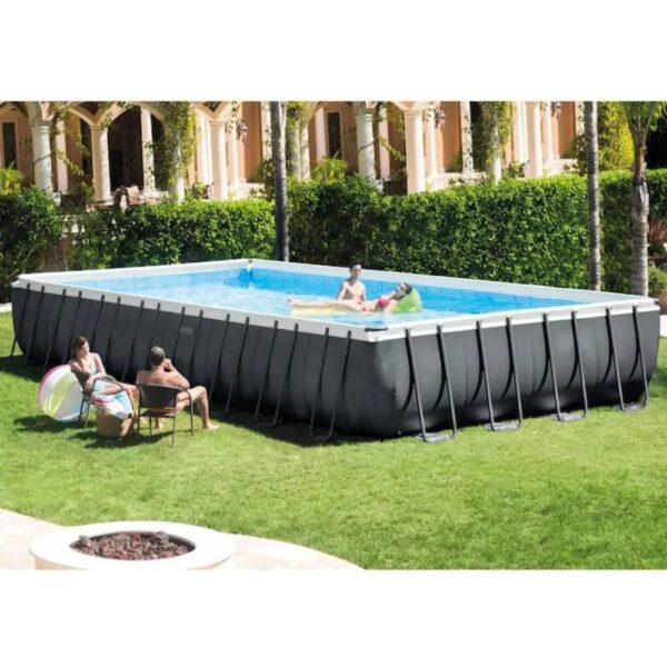 Intex 32-ft x 16-ft x 52-in Metal Frame Rectangle Above-Ground Pool with Filter Pump,Ground Cloth,Pool Cover and Ladder