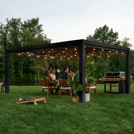 Modern Steel Pergola With Canopy