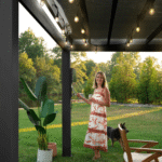 Modern Steel Pergola With Canopy