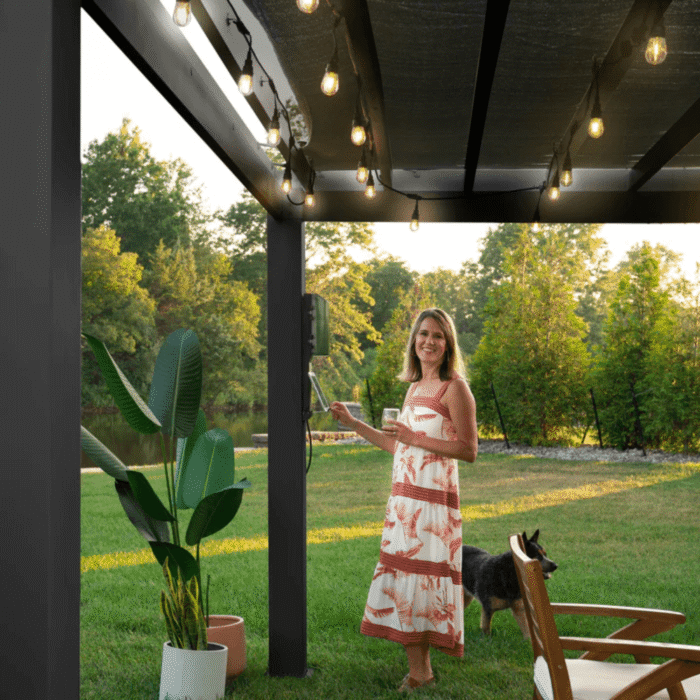 Modern Steel Pergola With Canopy