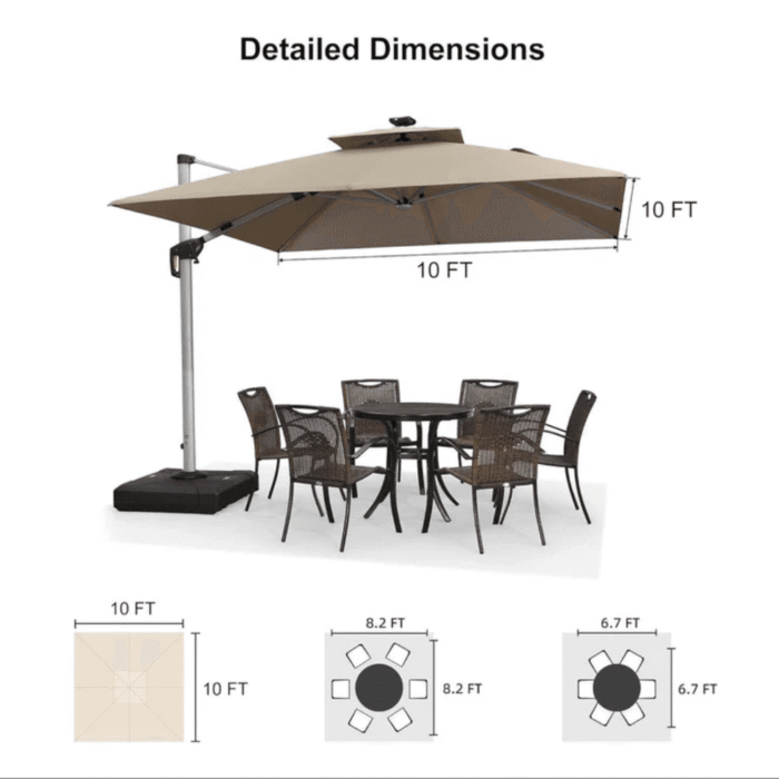 Double Top Solar Patio Umbrella
