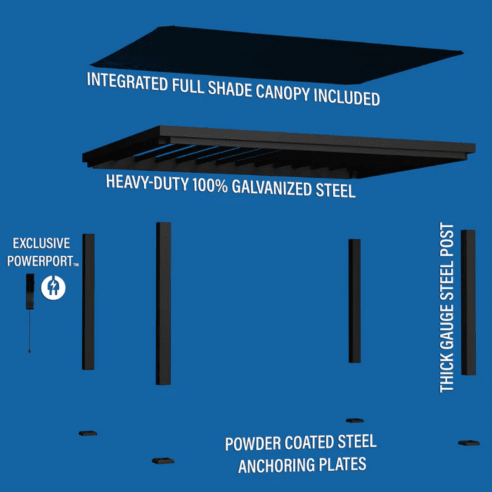 Modern Steel Pergola With Canopy