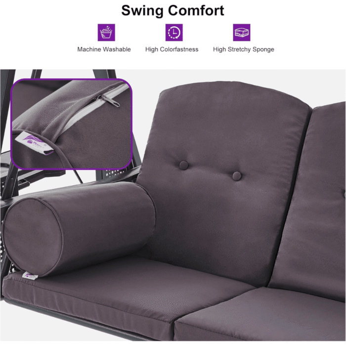 Purple Leaf 3-Seat Patio Swing