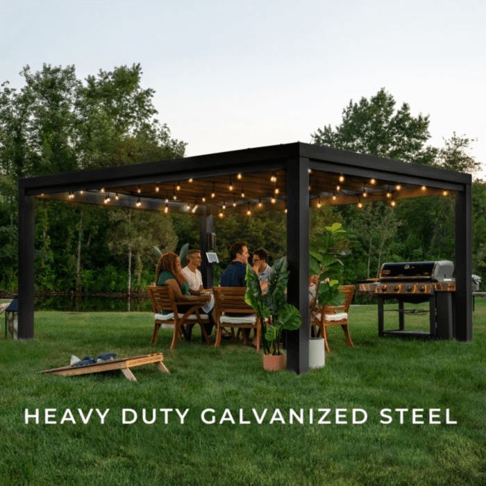 Modern Steel Pergola With Canopy