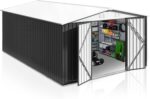 10 ft. W x 14 ft. D Outdoor Metal Shed Storage with Updated Frame Structure and Lockable Doors, White