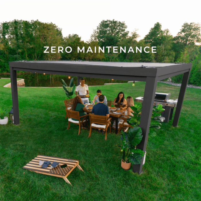 Modern Steel Pergola With Canopy