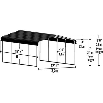 Arrow Carport 12x20x7ft