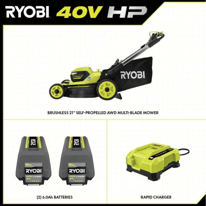 RYOBI 40V HP Brushless Whisper 21" Lawn Mower