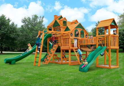 Gorilla Playsets Empire Extreme Swing Set with Monkey Bars & 3 Slides