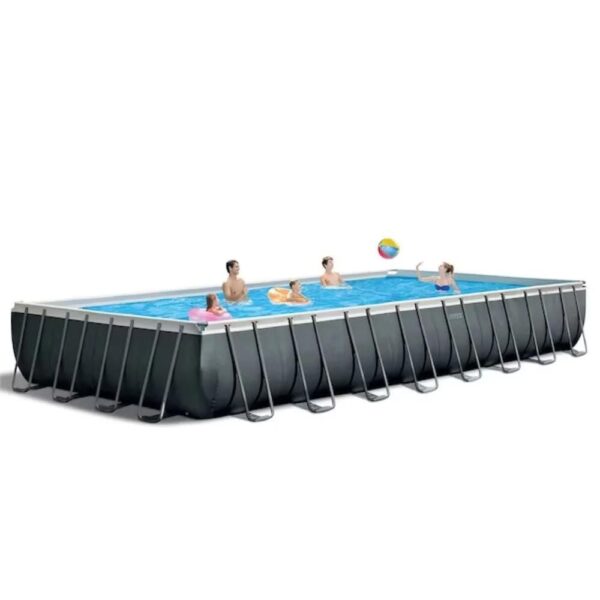 Intex 24-ft x 12-ft x 52-in Metal Frame Rectangle Above-Ground Pool with Filter Pump,Ground Cloth,Pool Cover and Ladder