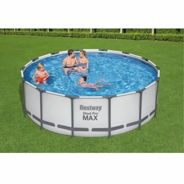 Bestway 14-ft x 14-ft x 48-in Metal Frame Round Above-Ground Pool with Filter Pump,Pool Cover and Ladder