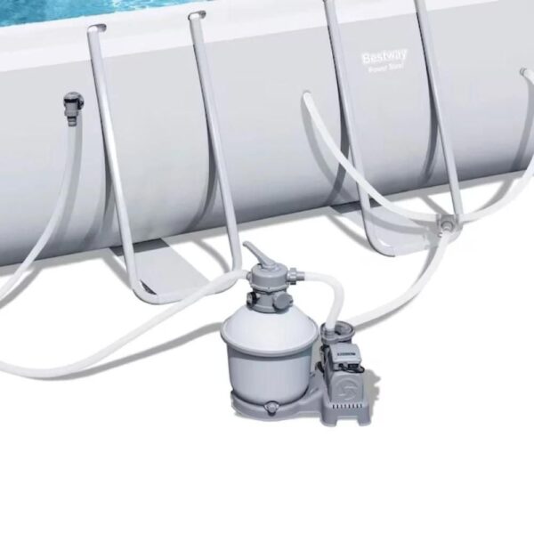 Bestway 18-ft x 9-ft x 48-in Metal Frame Rectangle Above-Ground Pool with Filter Pump,Ground Cloth,Pool Cover and Ladder