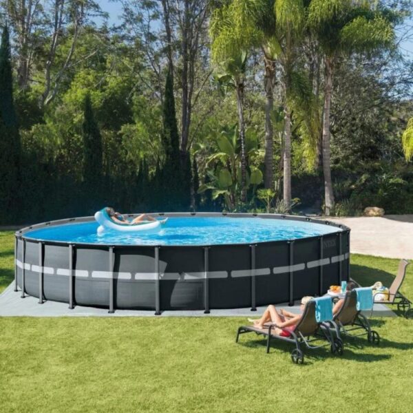 Intex Ultra Frame 26 Foot x 52 Inch Round Above Ground Outdoor Swimming Pool Set