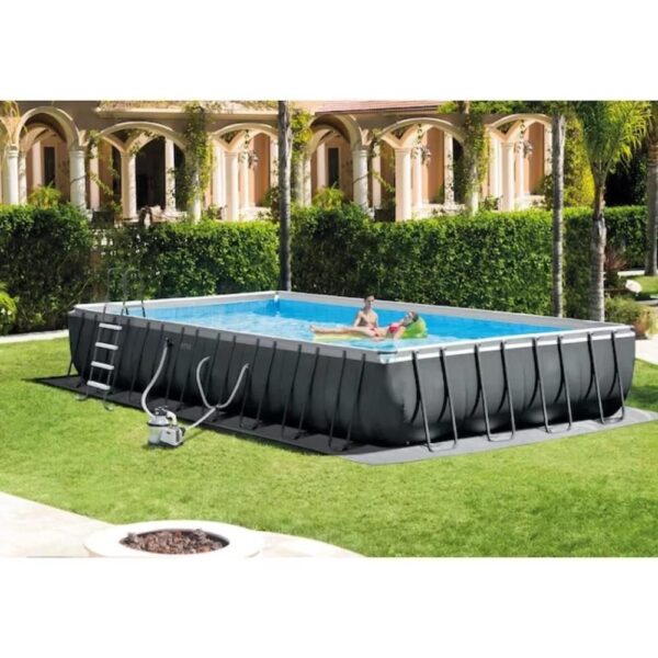 Intex 32-ft x 16-ft x 52-in Metal Frame Rectangle Above-Ground Pool with Filter Pump,Ground Cloth,Pool Cover and Ladder