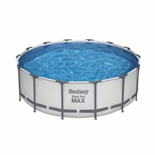 Bestway 14-ft x 14-ft x 48-in Metal Frame Round Above-Ground Pool with Filter Pump,Pool Cover and Ladder