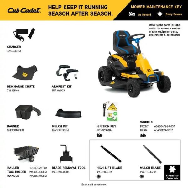 Cub Cadet 30 in. 56-Volt MAX 30 Ah Battery Lithium-Ion Electric Drive Cordless Riding Lawn Tractor with Mulch Kit Included