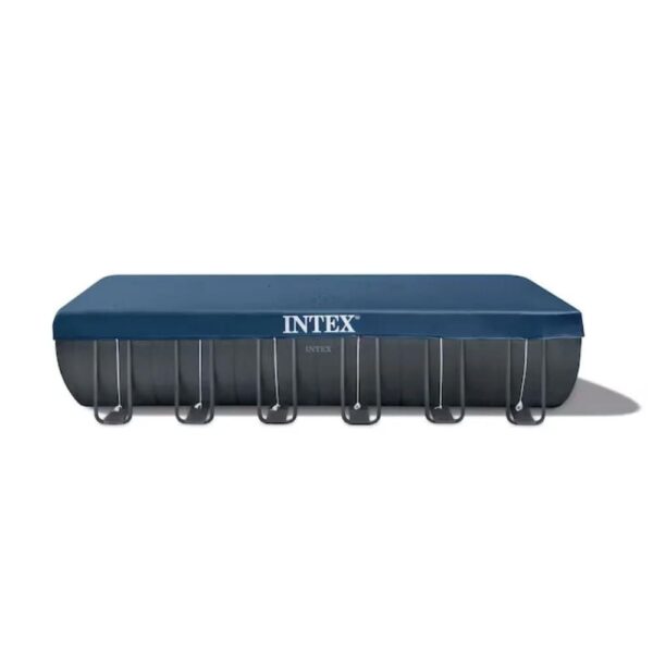 Intex 24-ft x 12-ft x 52-in Metal Frame Rectangle Above-Ground Pool with Filter Pump,Ground Cloth,Pool Cover and Ladder