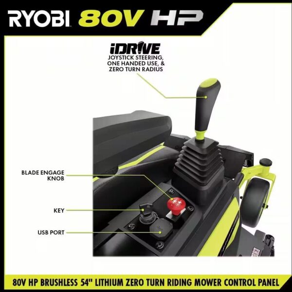 RYOBI 54 in. 80-Volt HP Brushless Battery Electric Cordless Zero Turn Mower, Blower, Backpack Battery – Batteries and Chargers