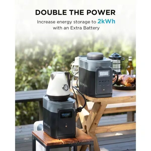 EcoFlow 1800W Output/2700W Peak Delta 2 Push-Button Start Power Station Battery Generator with DELTA 2 Extra Battery