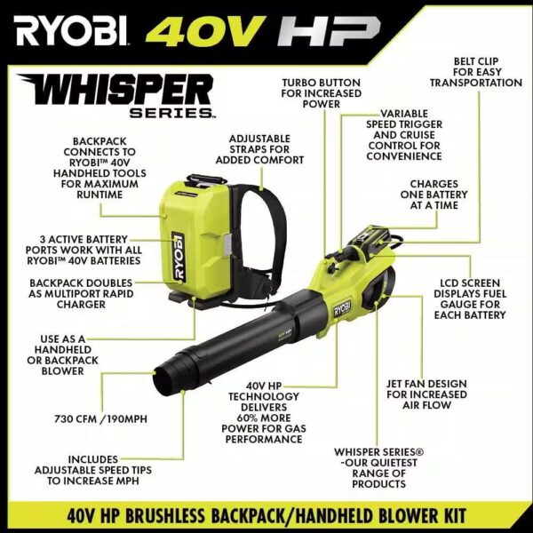 RYOBI 54 in. 80-Volt HP Brushless Battery Electric Cordless Zero Turn Mower, Blower, Backpack Battery – Batteries and Chargers