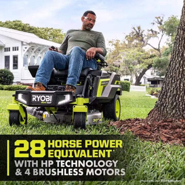 RYOBI 80V HP Brushless 30 in. Battery Electric Cordless Zero Turn Mower with (2) 80V 10 Ah Batteries, Charger, Bagger w/Boost