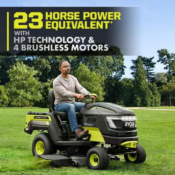 RYOBI 80V HP Brushless 46 in. Battery Electric Cordless Riding Lawn Tractor with (3) 80V 10Ah Batteries and Charger