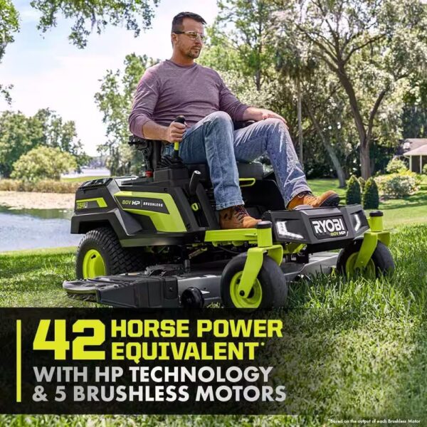 RYOBI 80V HP Brushless 54 in. Battery Electric Cordless Zero Turn Mower & Mulch Kit – 80V Batteries, 40V Batteries