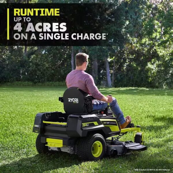 RYOBI 54 in. 80-Volt HP Brushless Battery Electric Cordless Zero Turn Mower, Blower, Backpack Battery – Batteries and Chargers