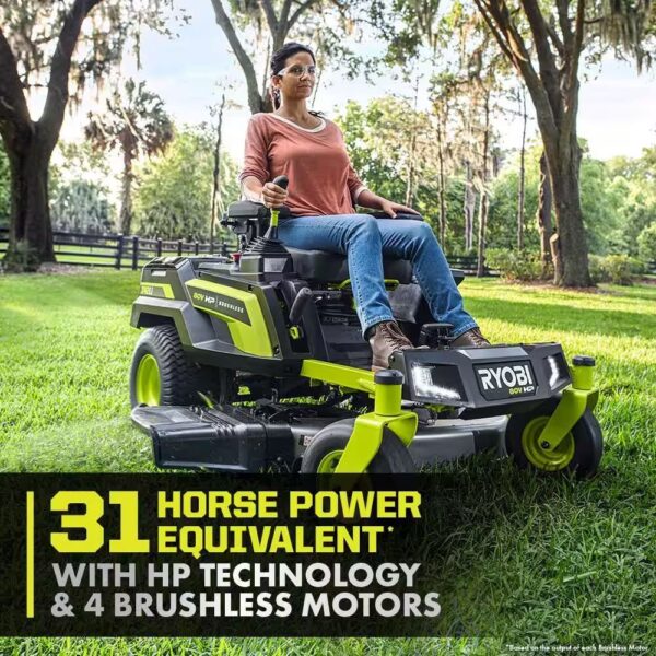 RYOBI 80V HP Brushless 42 in. Battery Electric Cordless Zero Turn Riding Mower (2) 80V Batteries (2) 40V Batteries and Charger