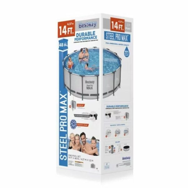 Bestway 14-ft x 14-ft x 48-in Metal Frame Round Above-Ground Pool with Filter Pump,Pool Cover and Ladder