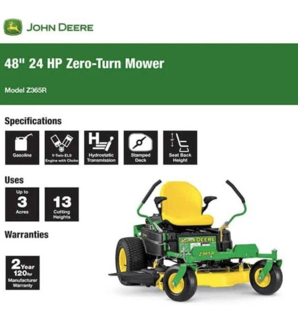 Z365R 48 in. 24 HP GAS Dual Hydrostatic Zero-Turn Riding Mower