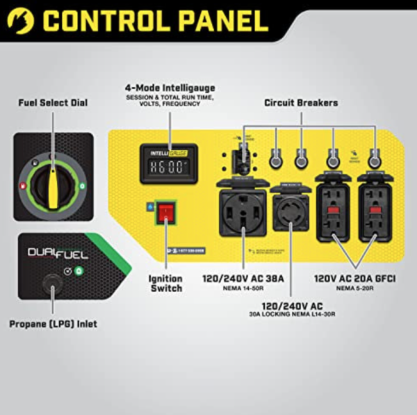 Champion Power Equipment 15,000-Watt Electric Start Tri Fuel Home Backup Portabl