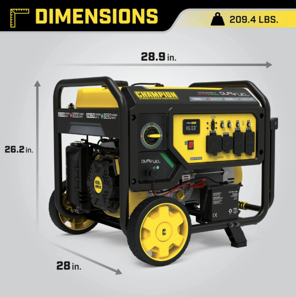 Champion Power Equipment 15,000-Watt Electric Start Tri Fuel Home Backup Portabl