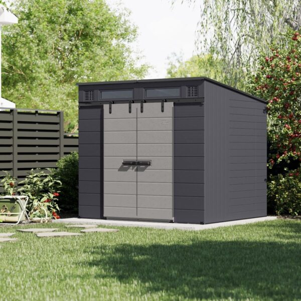 Suncast Modernist® 8 ft. x 7 ft. Dual Barn Door Storage Shed BMS8780T